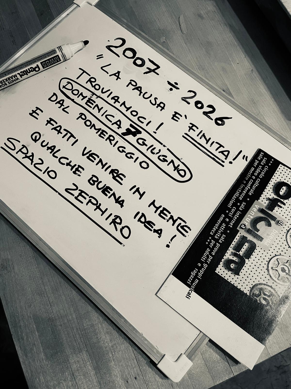 2007 ÷ 2026 — La pausa è finita! Troviamoci domenica 7 giugno dal pomeriggio e fatti venire in mente qualche Buena idea! Spazio Zephiro